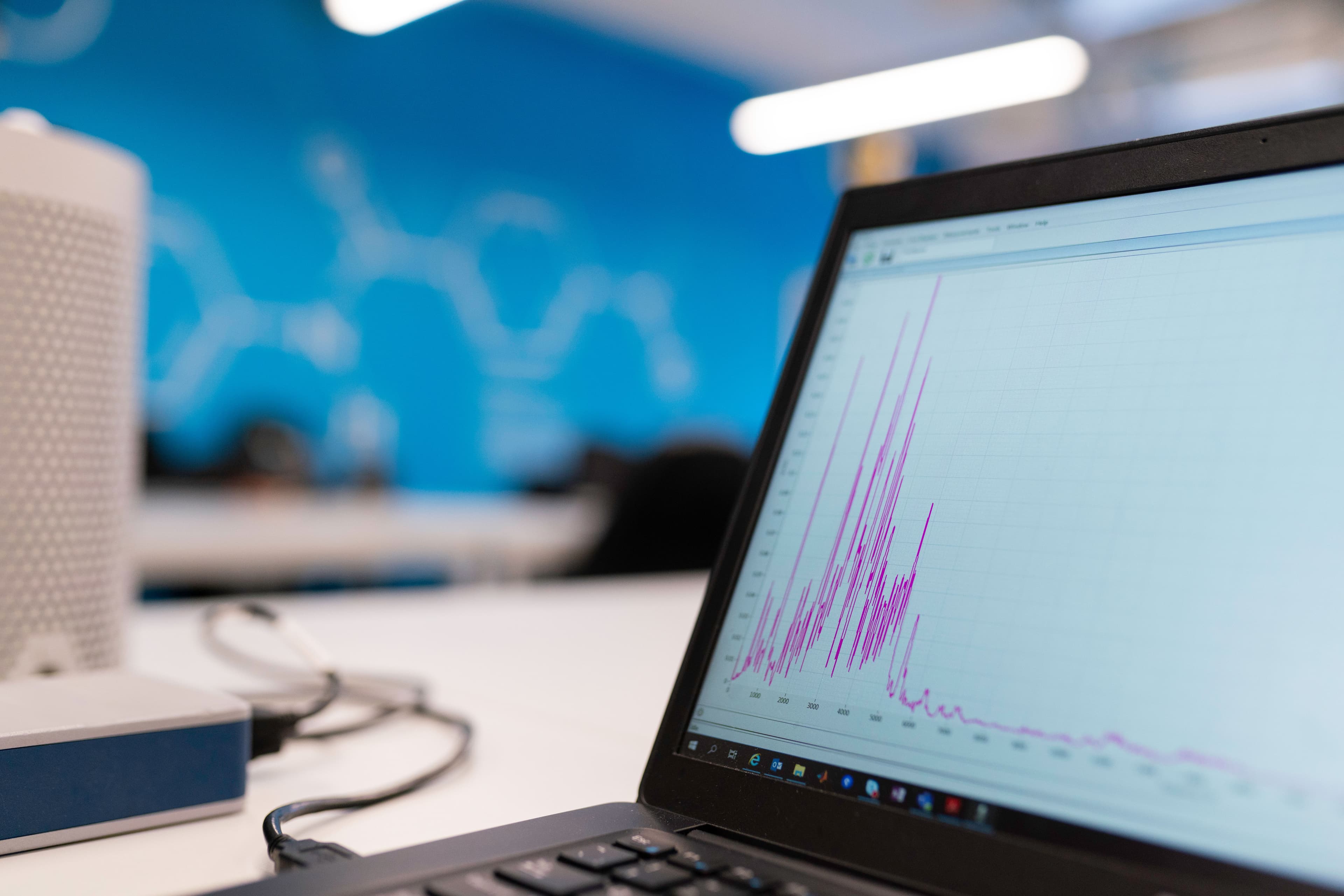 Graph displayed on a laptop screen