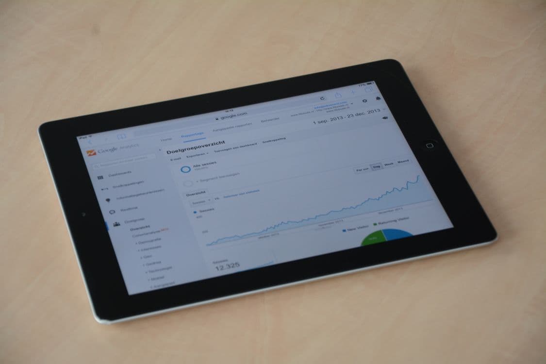 Digital tablet showing an analytics dashboard